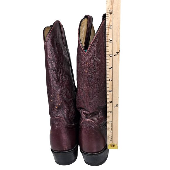 Vintage Dan Post Leather Western Cowboy Boots Burgundy Embroidered Men's 8.5D - Picture 9 of 12